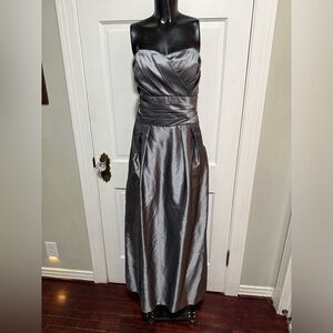 Strapless Grey Bridesmaid Formal Prom Pageant Homecoming Long Size 16 Dress